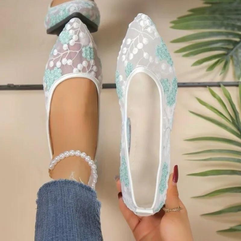 Damen Ballerinas 2025 Neue Sommer Flache Sneaker Damen Schuhe Atmungsaktives Mesh Ballett Slipper Schuhe Zapatos De Mujer