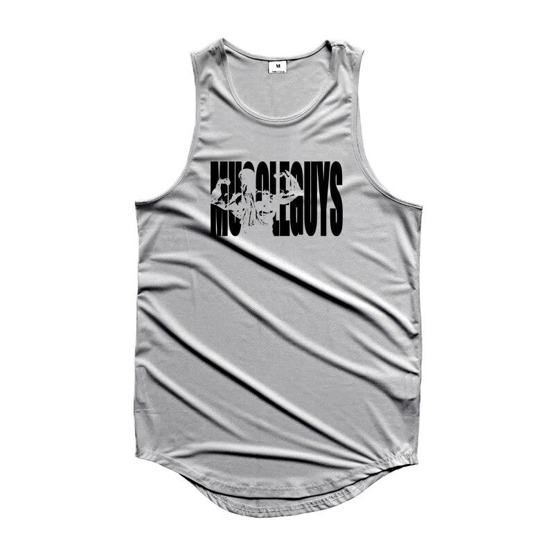 Muscleguys Men's Summer Bodybuilding muscle Tank Top Comfortable and Fashion printed Tops Tide youth slim Sleeveless Fitness Vest