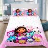 3D Cartoon Mädchen Gabby's Puppenhaus Bettwäsche-Set Heimstil Bettwäsche-Set 2/3-teiliges Set Einzelbett Doppelbett Große Größe Schlafzimmer Dekor