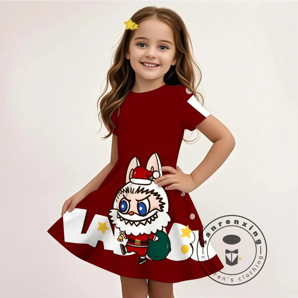 L-LABUBU-O rochie 3D de vară pentru fete cu imprimeu desen animat, stil casual Y2K, țesătură respirabilă, drăguță, accesibilă, la mare căutare