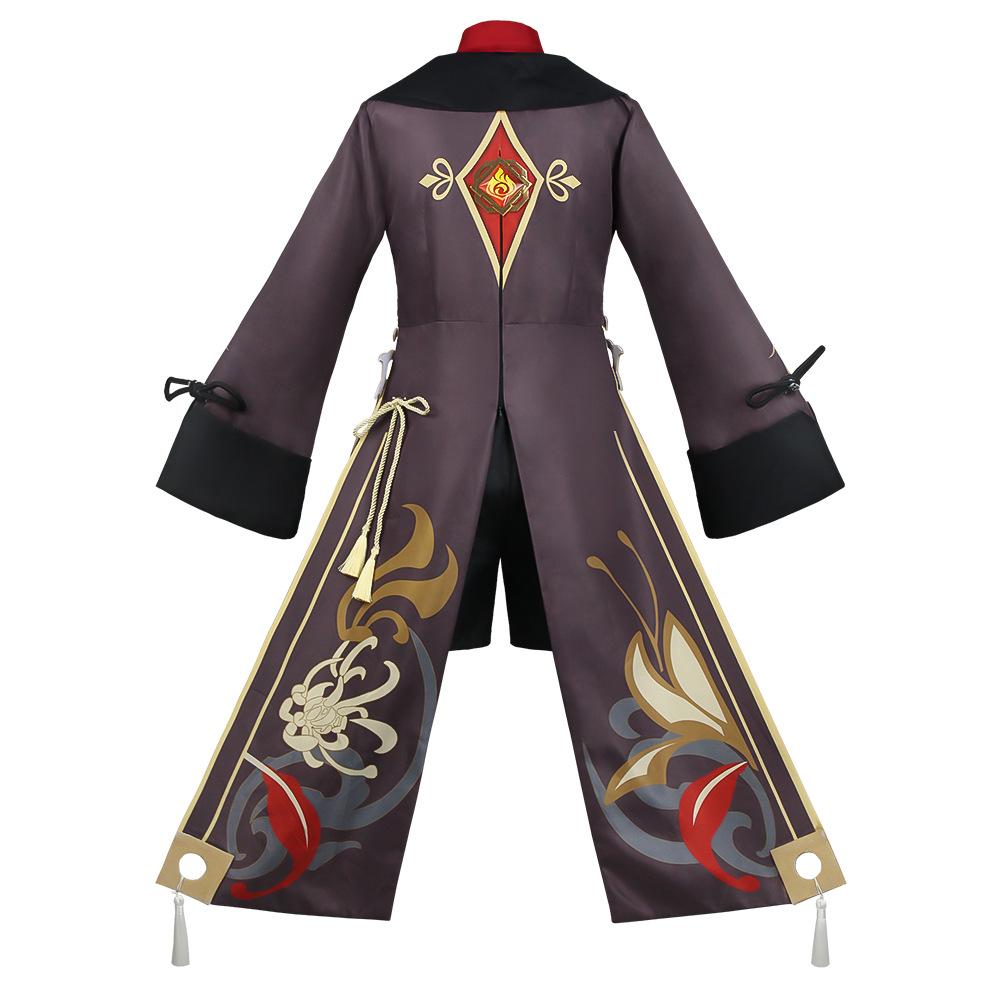 Genshin Impact Hu Tao Cosplay Costume Full Set With Wig Hat Rings Badge Socks Wangsheng Hall Master For Anime Game Cosplay Party