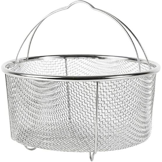 Stainless Steel Frying Basket Versatile Steaming Basket Convenient Cooking Tools Air Fryer Accessories for Air Fryers, 20.5x9.5cm, Silver