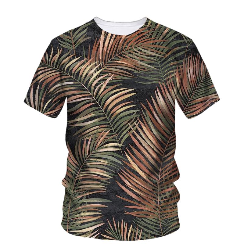 Summer Originality Plant Leaves Graphic T-shirts Trend Casual Personality Fun Printed O-neck Short Sleeve Men's T-shirts