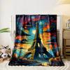 The Eiffel Tower with vivid swirling skies in a Van Gogh-inspired style. for all seasons blanket lunch break throw gift