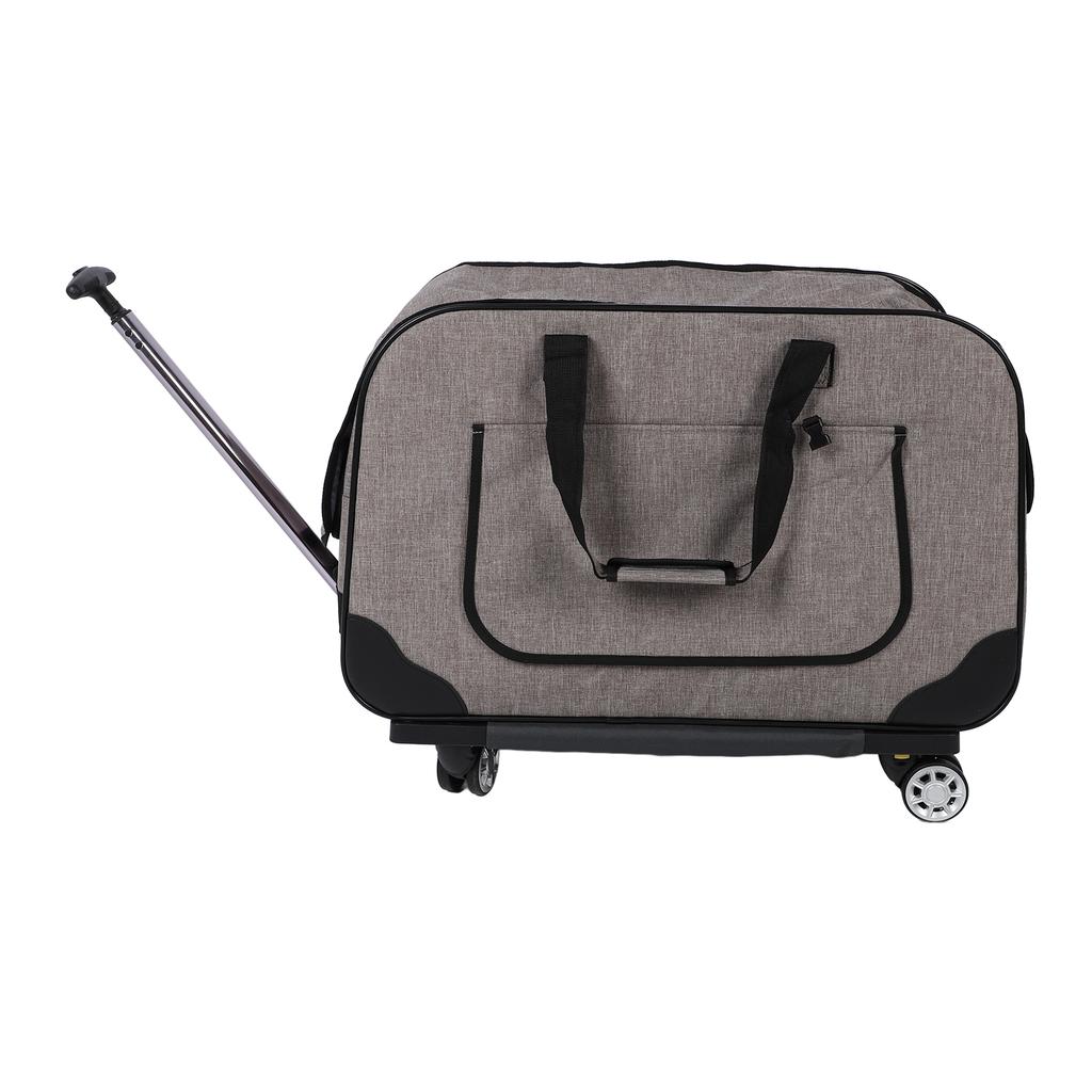 Rolling Pet Carrier Breathable Mesh Foldable Cat Dog Travel Bag with Detachable Wheels for Within 17.5kg Animals Grey