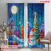 2pcs,2D Plane Printing Print Curtains Winter Snowman Xmas Tree Santa Versatile Polyester (without Rod) Outdoor Decorations Use
