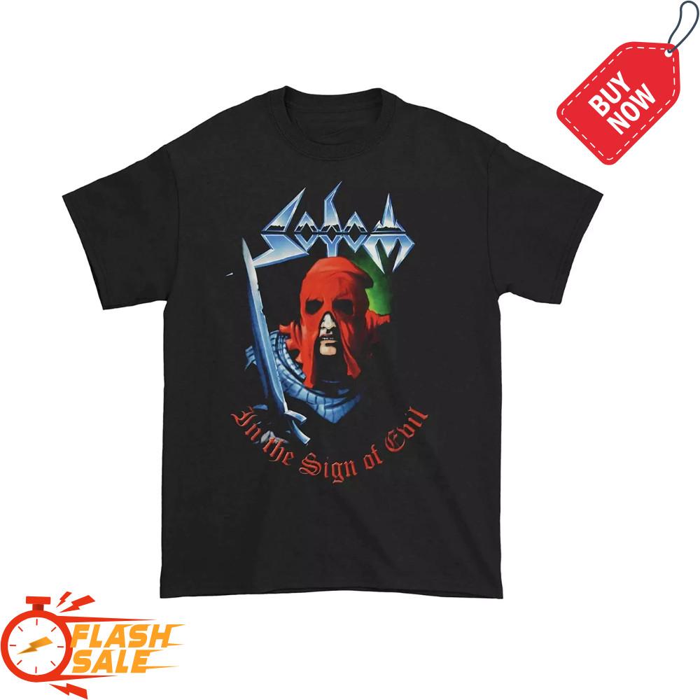 HOT  ! Sodom In The Sign of Evil Album T-Shirt Men’s Black Cotton Tee Top Unisex T-Shirt M