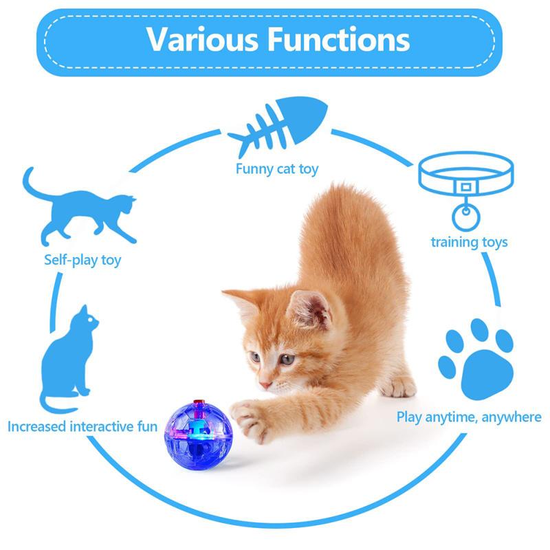 Pet Cat Interactive Glowing Ball Portable Colorful Mini Running Exercise Ball Toys Exquisite Gifts