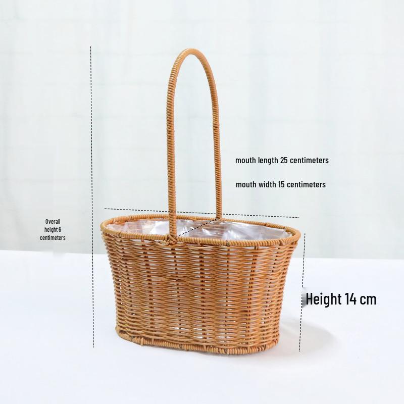 Valentinstag Handgefertigter Rattan Picknick- und Blumenkorb für Hochzeiten und Heimdekoration