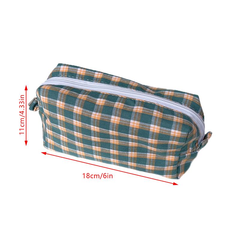 Sweet Cute Color Retro Plaid Cosmetic Bags Pencil Case Large Capacity Portable Girly Storage Bags Makeup Pouch Toiletry Bag Gift