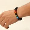 Pulseira de fio, pulseira trançada de pedra vulcânica arco-íris, pulseira de contas de pedra de energia yoga de sete pulsos, presente de Natal, presente de Dia dos Namorados