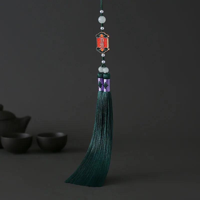 1Pcs Ruyi Double Tassel Jewelry Polyester Decoration 34cm Ice Silk Fan Pendant Accessories Bookmark Chinese Tassel Trim Total length 34cm