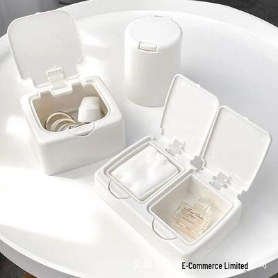 Simple Desktop Mini Plastic Storage Cylinder with Lid - Dustproof Pop-up Style for Cotton Swabs & Small Items
