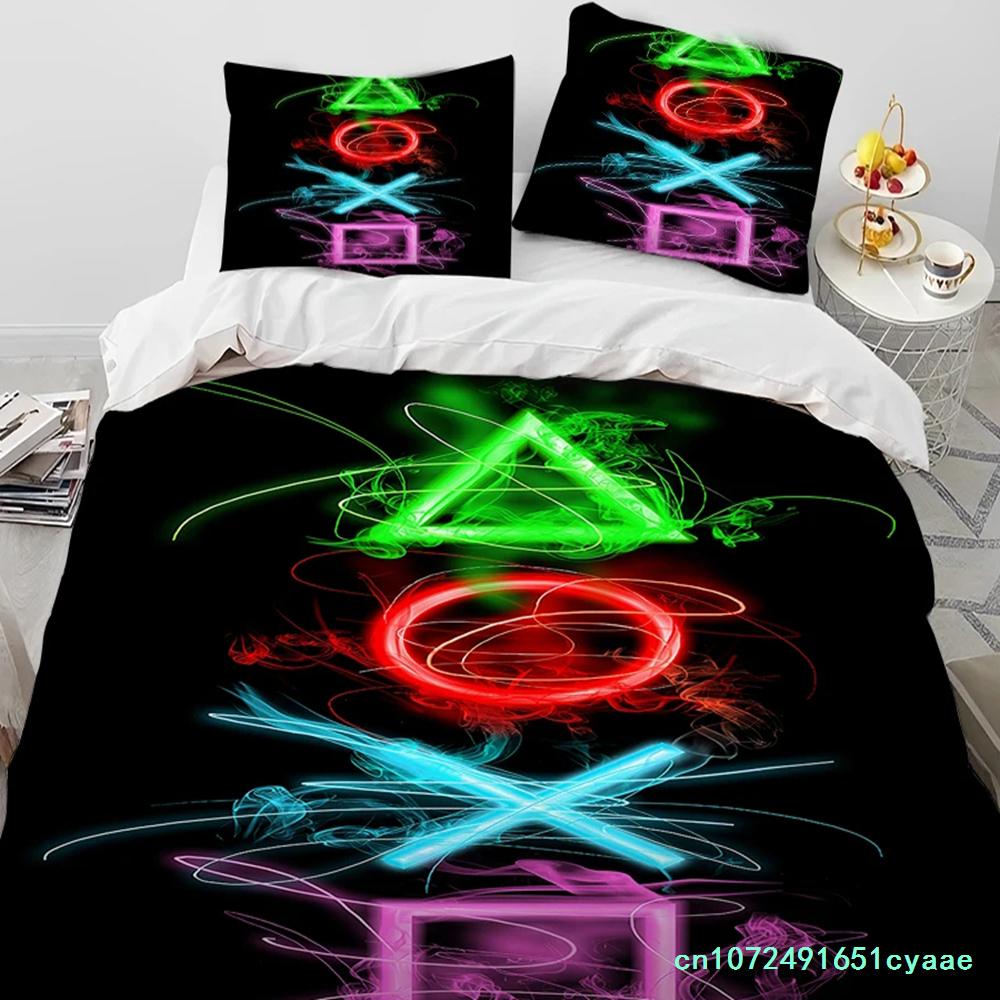 Cartoon Gamer Game Controller Comforter Bedding Set,Duvet Cover Bed Set Quilt Cover Pillowcase,King Queen Size Bedding Set Boys