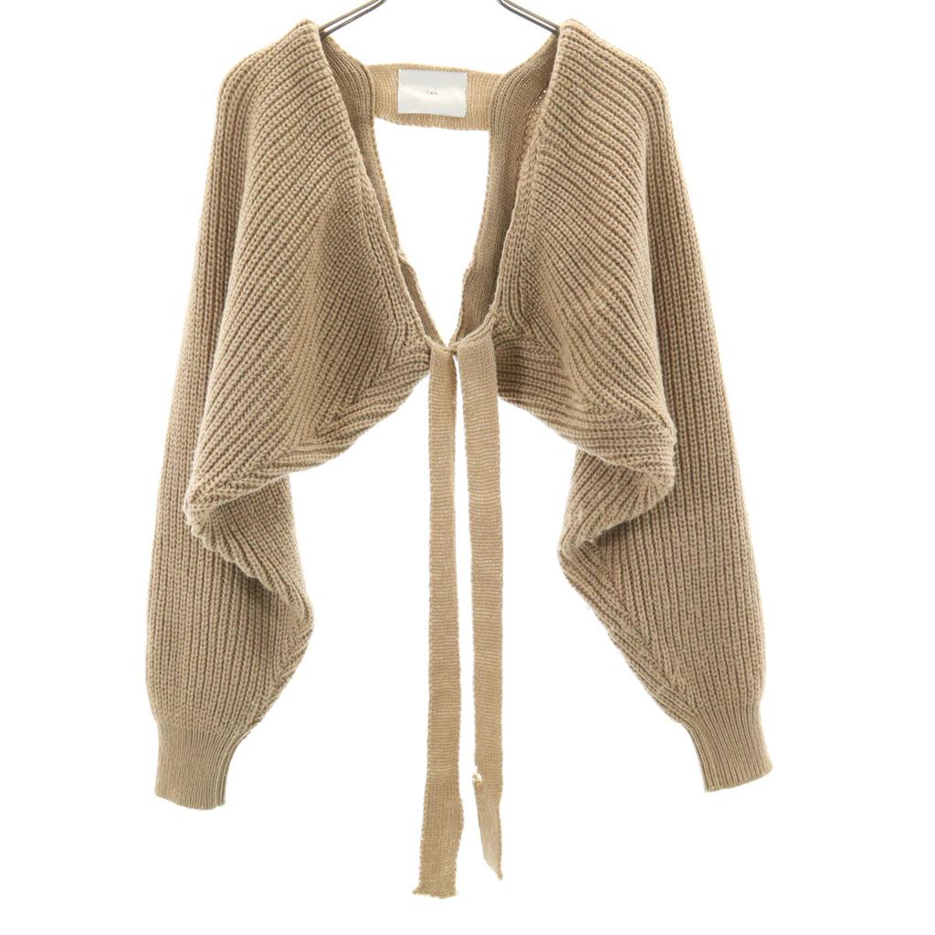 TAN Made In Japan Wool Blend Long Sleeve Knit Bolero F Beige Women Used