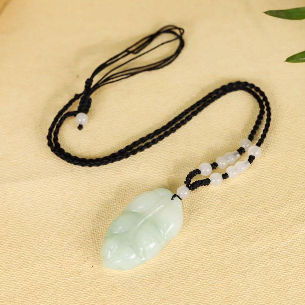 Tianshan Green Leaf Dongling Jade Round Pendant Bracelet
