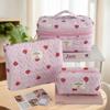 Zippered Cosmetic Pouch for Women, Portable Makeup Organizer in Unique Pink Strawberry Design, Travel-Ready Handbag