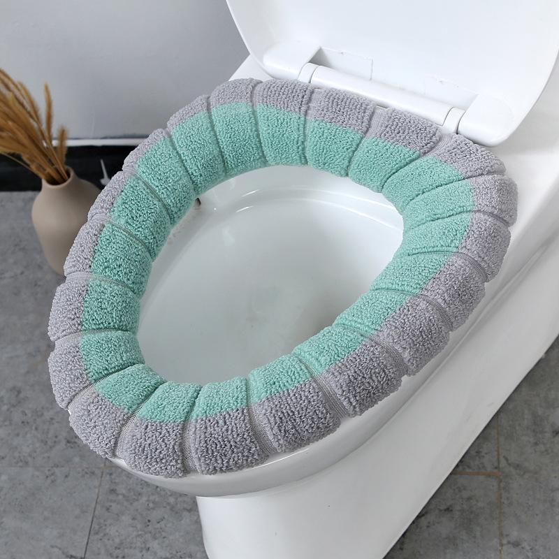 Winter Warm Toilet Seat Cover Mat Bathroom Toilet Pad Cushion with Handle Thicker Soft Washable Closestool Warmer Accessories