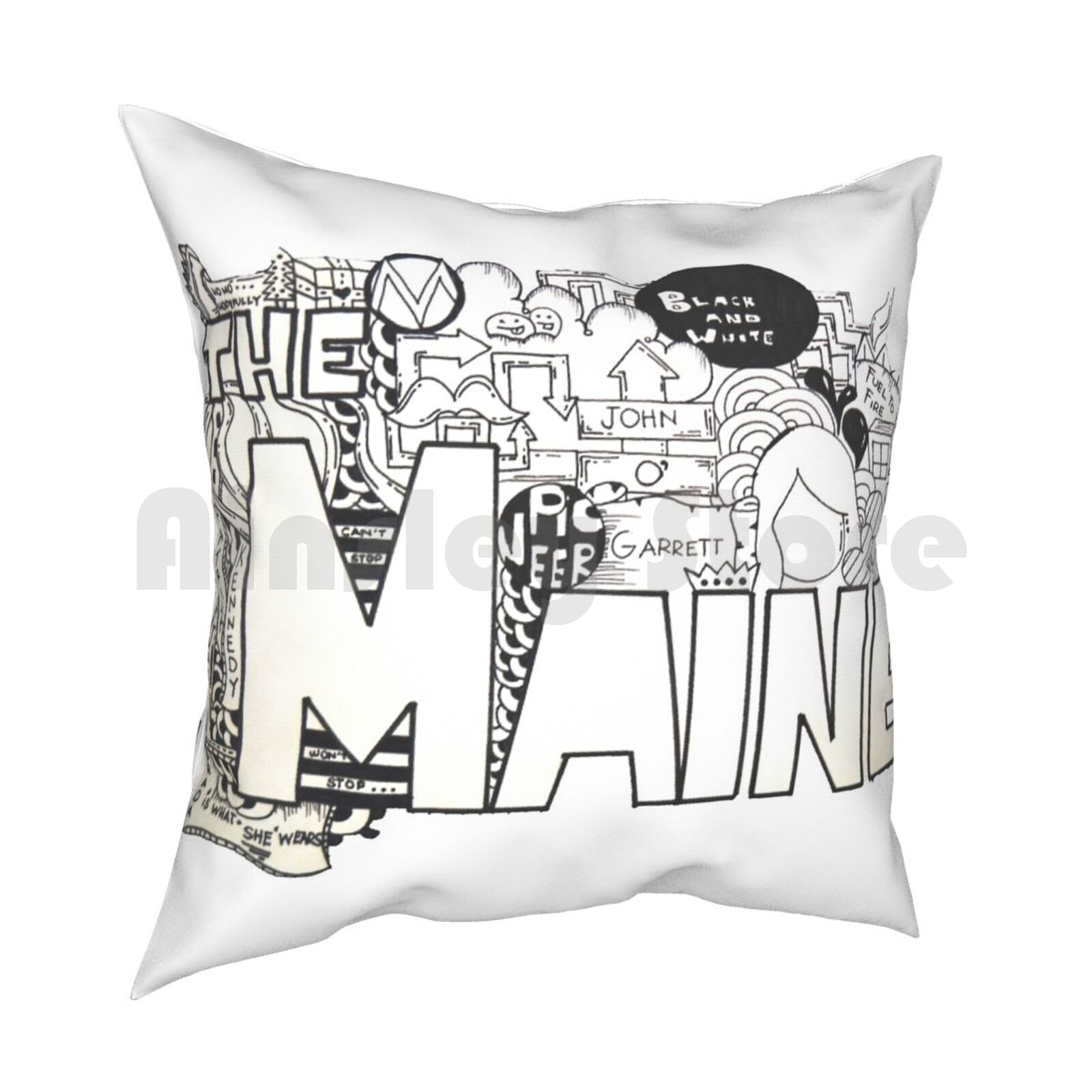 The Maine Pillow Case Printed Home Soft Throw Pillow The Maine Bands Doodles Music 30x30cm 12x12in