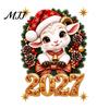 Holiday Glass Ornaments 2027 Year of The Sheep Wreath Window Cling, Christmas Cute Static Sticker, Festive New Decals Zodiac Decal, Reusable PVC Cling