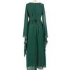 Damenbekleidung Dunkelgrünes Chiffon Fransen Glockenärmel Slim Fit Muslimisches Kleid