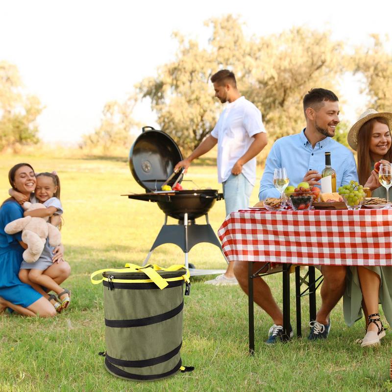 Folding Camping Bucket Outdoor Bucket Folding Storage Trash Bin Water Container Organizer With Lid & Handle For Camping Fishing