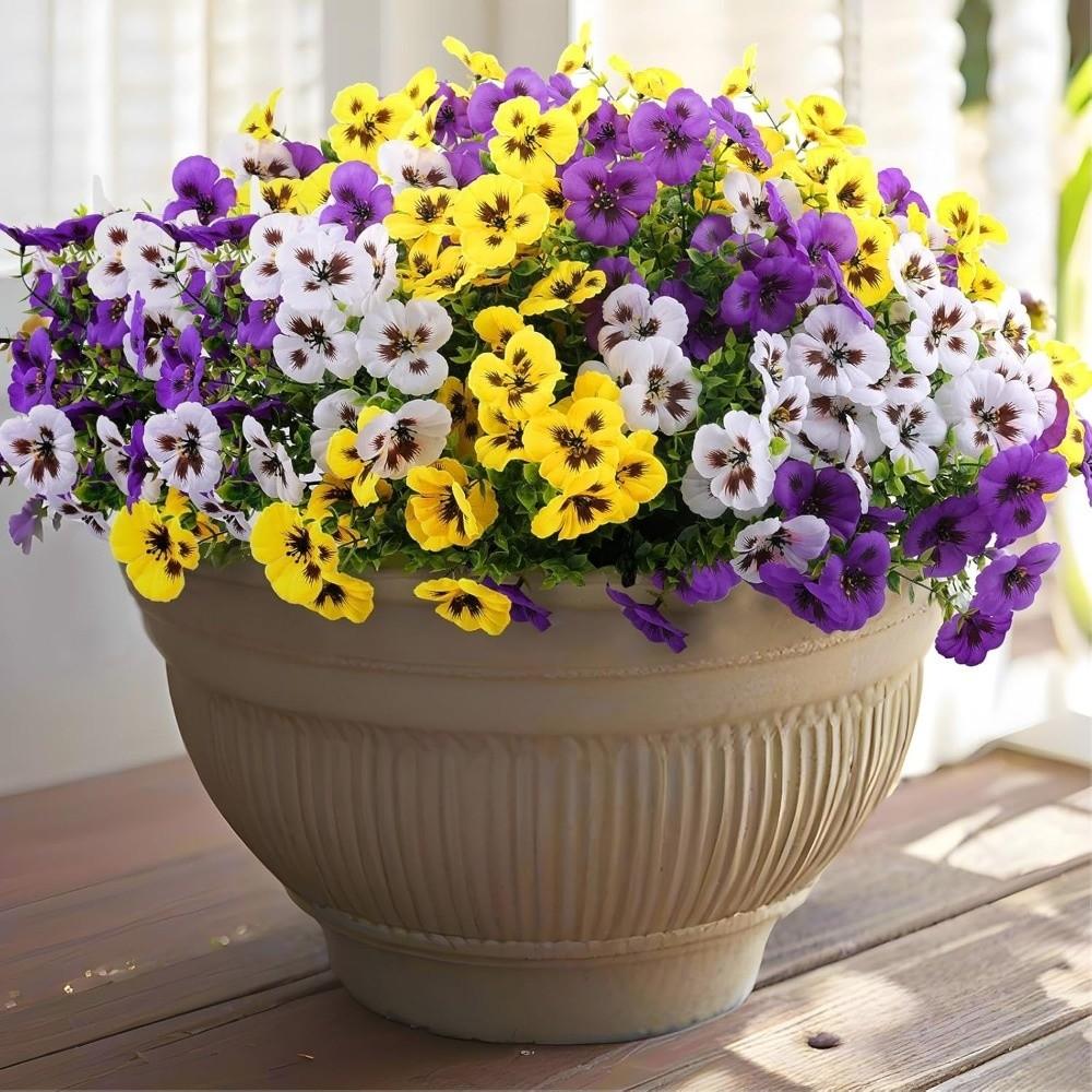 Realistic 37cm Artificial Pansy Flowers 3 Heads Silk Butterfly Flowers Simulation Flowers Table Centerpiece
