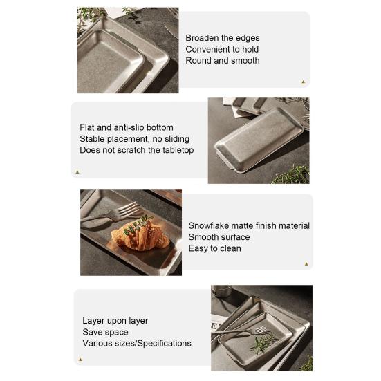 Stainless Steel Serving Plate Large Camping Rectangular Platter with Handles Countertop Decorative Tray