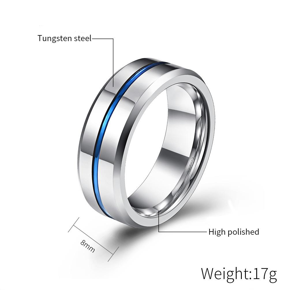 8mm Simple Tungsten Ring for Men Women Fashion Personality Two-tone Couple Jewellery Cut-resistant Wedding Finger Ring
