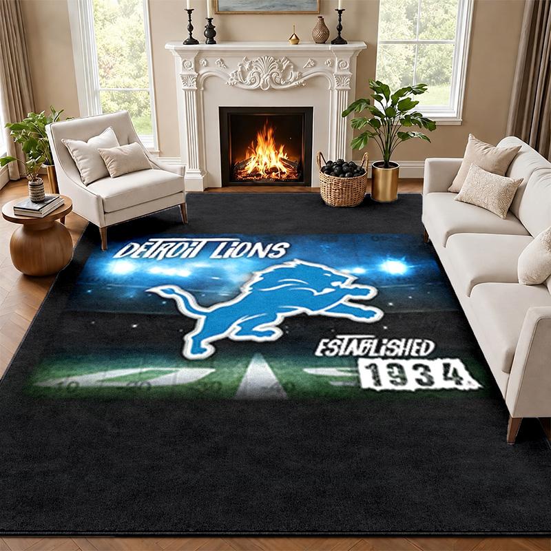 Detroit Lions Carpet Door Mat for Living Room or Bedroom Protective Mat Under Chair Office Decoration Christmas Gift Birthday Present