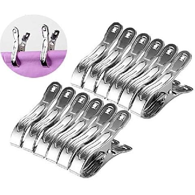 12 Pack Stainless Steel Clothespins,4.7 Inch Beach TowelClips,About Ground Pool Cover Clamps for Cruise,Boat,Blanket,Quilt,Lounge