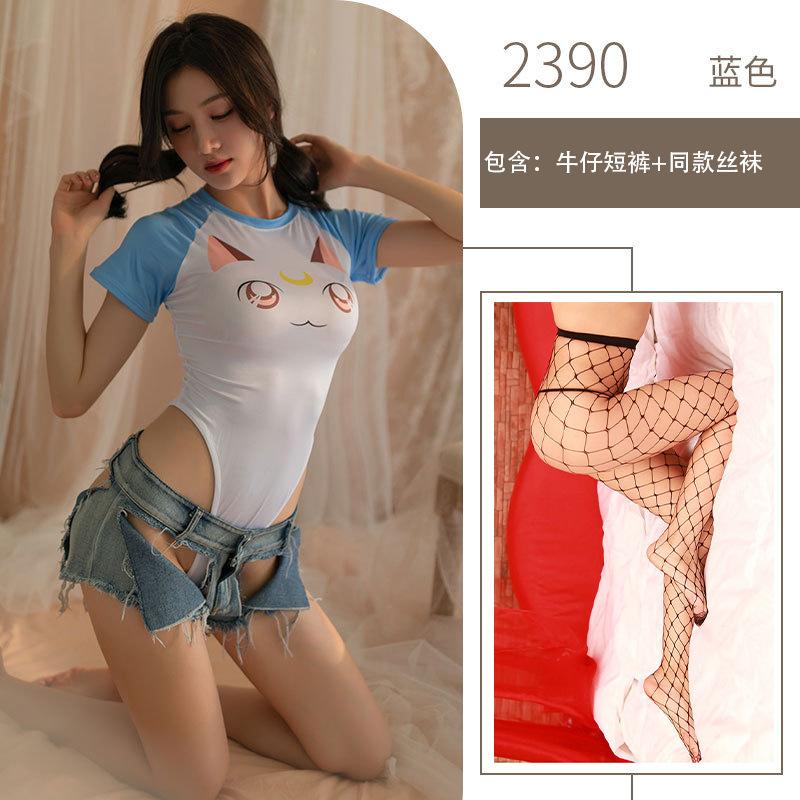 Sexy Underwear Denim Shorts Blue Ripped Low-rise Jeans Bar Nightclub Babes Passion Hot Pants Women