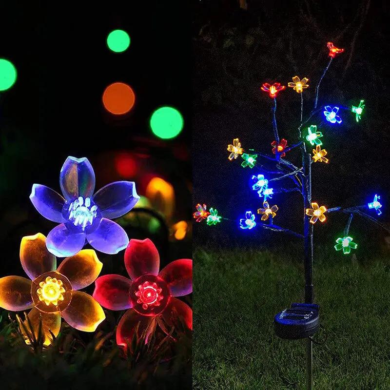 1~4 Pcs LEDs Solar Flower Light Outdoor for Garden Decoration RGB Fairy Light Solar Powered Decor Lights for Landscape Backyard