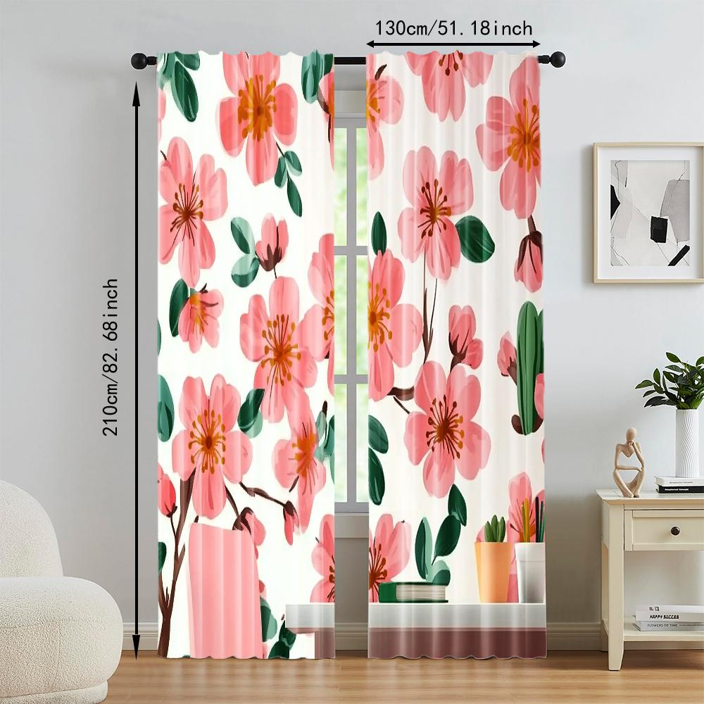 2 pcs   versatile polyester transparent curtains for home decoration Pink Plum for use in bedrooms and living rooms