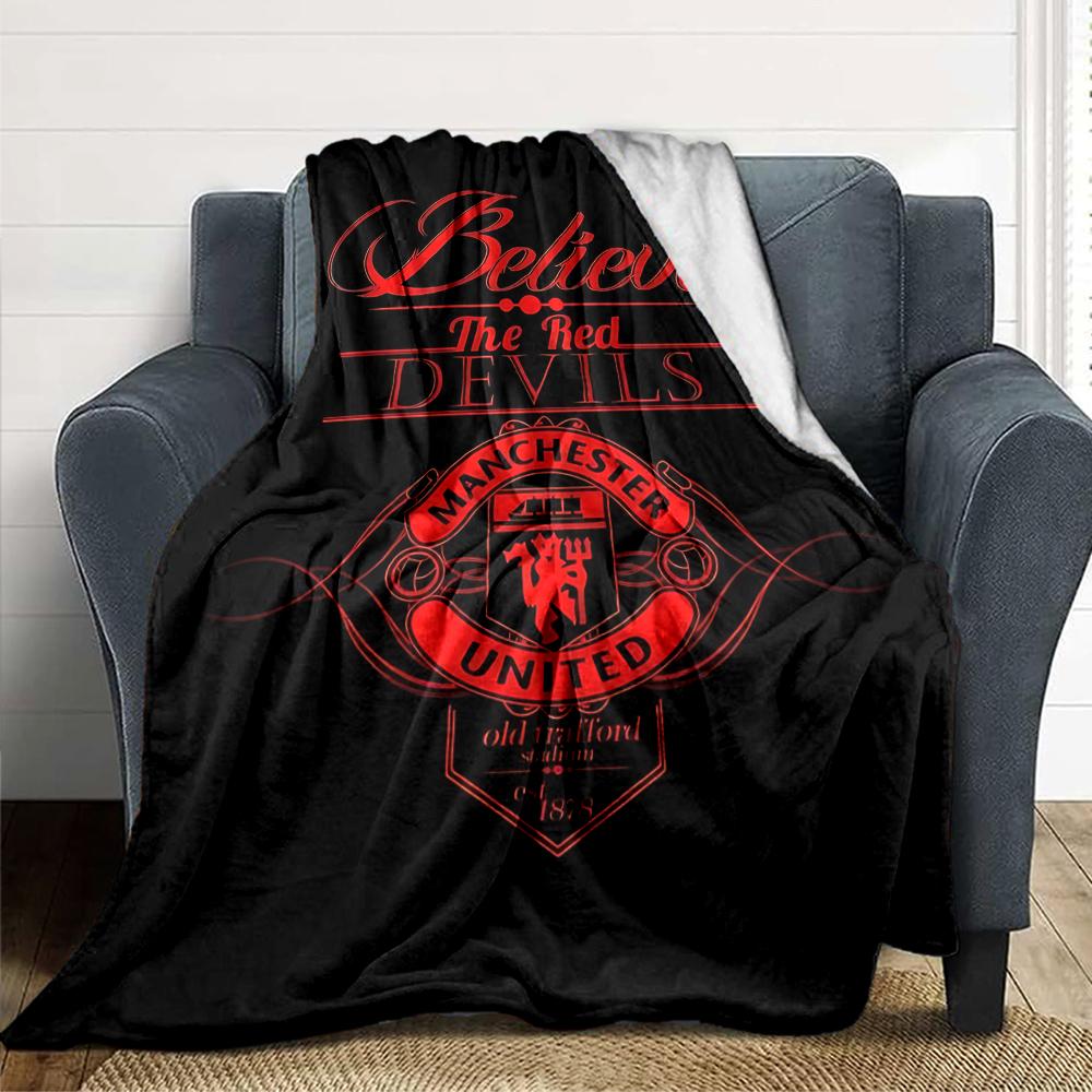 Manchester Crest Blankets Flannel Printed Breathable Warm Throw Blanket for Home Office Bedspreads 0708a10