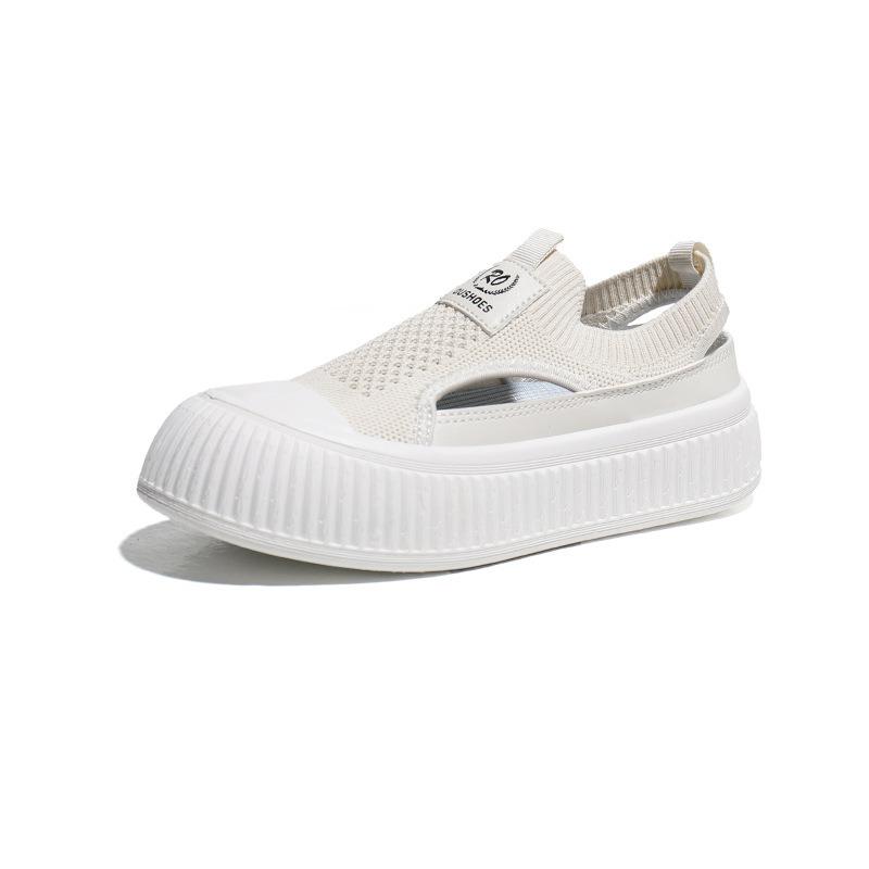 Thick-soled hollow sports shoes women's summer fly-woven mesh shoes board shoes casual breathable one-pedal lazy shoes