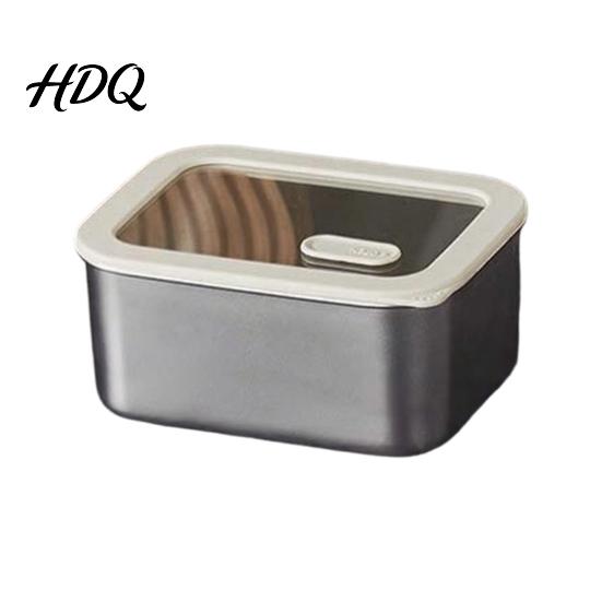 Heavy Duty Metal Storage Tins 304 Stainless Steel Food Containers with Glass Lids Leakproof Bento Lunch Box Leak Proof Kitchen Organizers Set,