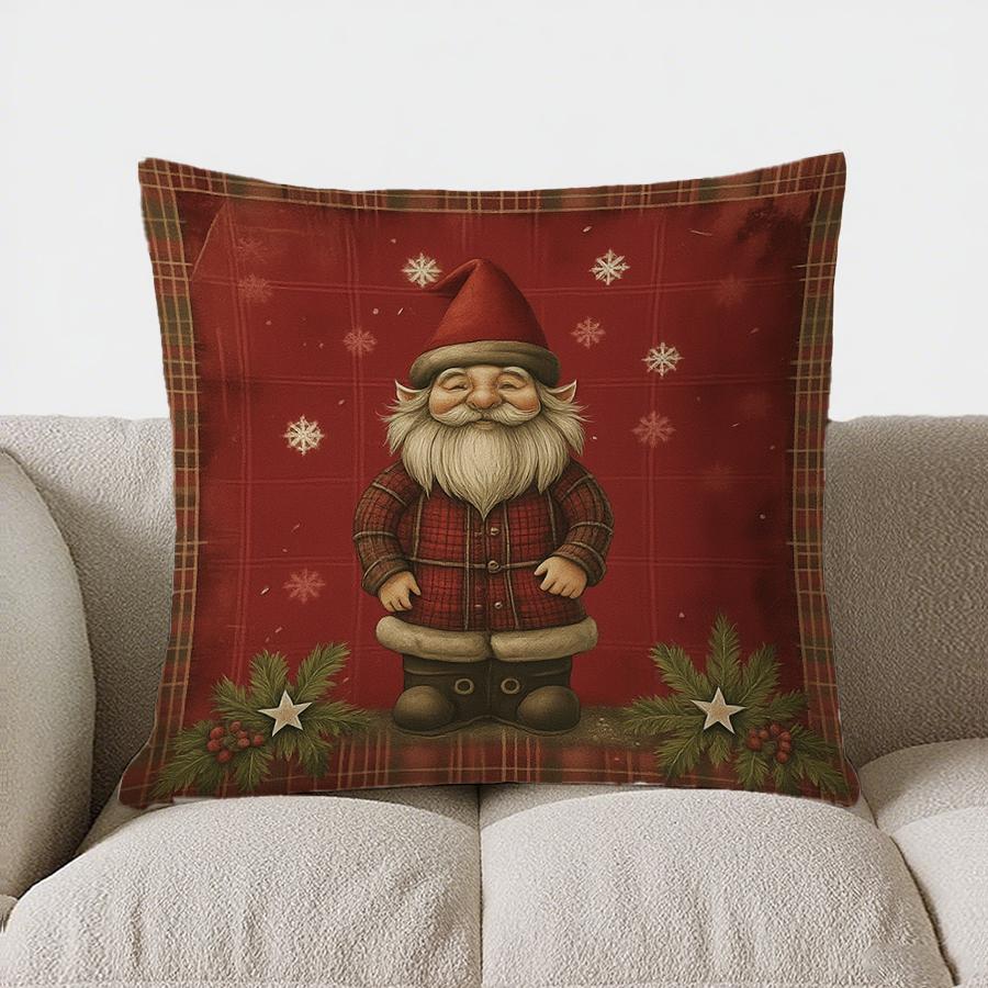 Home Decor Christmas Tree With Snowflakes And Bows Pillow Pattern Cushion Cover Suitable For Sofa Bedroom Car Pillow Cover