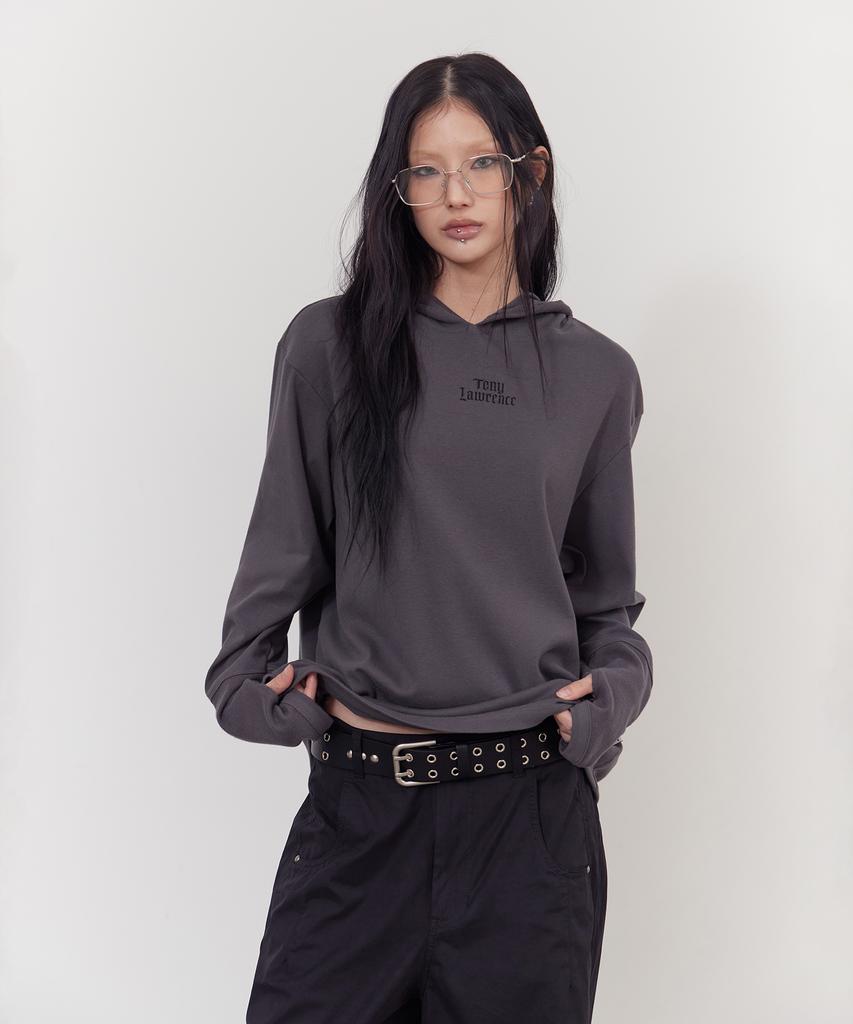 Fingerhole Hooded Long Sleeve Charcoal