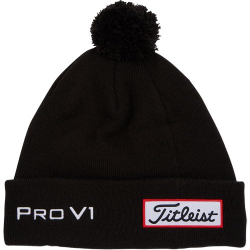 Titleist Tour Pom Pom Beanie for Men, Black