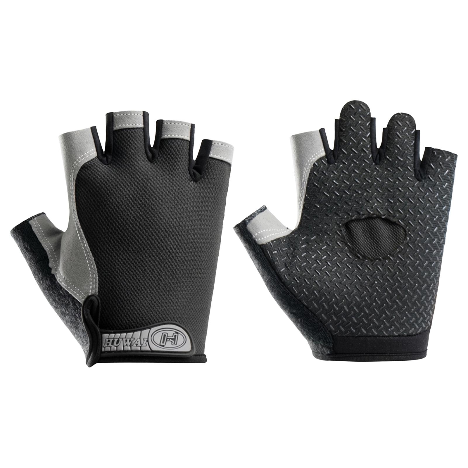 

Men Women Outdoor Sports Half Finger Gloves Anti Slip Wear Resistant Breathable Thin Fit for Cycling Fitness M чёрный