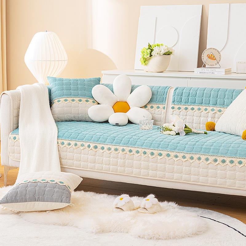 New Corduroy Sofa Cushion Winter Plush Thickened Warm Non-Slip Seat Cushion Leather Sofa Cover Cover Cloth Towel