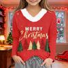 Girls V-Neck Christmas Print Top for Winter