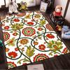 Floral Pattern Carpet with Red Green Yellow Boho Style for Living Room Suitable for Use As an Anti-slip for Living Room Bedroom Sofas