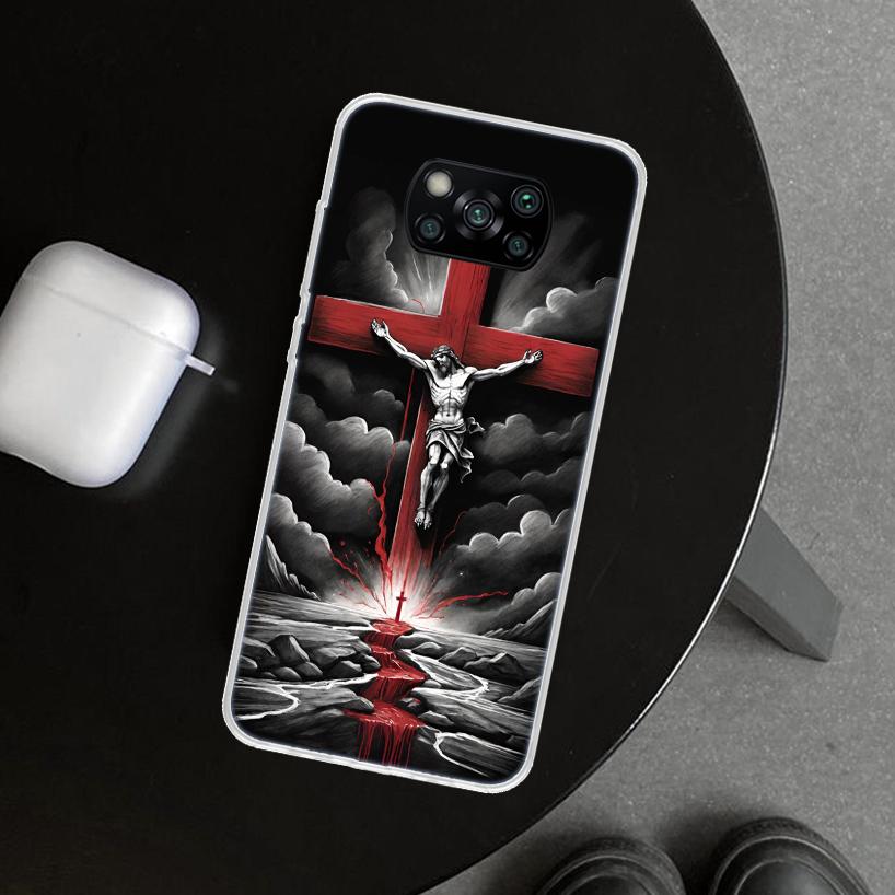 Christian Cross Design Phone Case Cover for Xiaomi Poco X6 X5 X7 Pro F7 Ultra Redmi 15C 15 13C 13 12C 12 10C 10 10A 9C 9A 9T 9 C