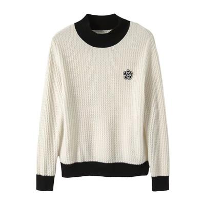 New Women's Clothing Autumn and Winter New Half-turtleneck Camellia Wool Knitted Base Sweater