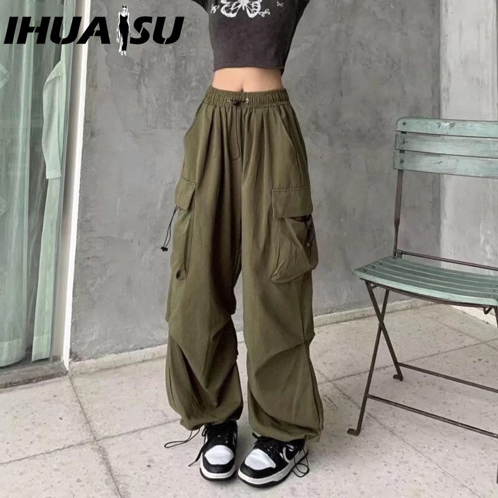 

IHUASU Women s Fashion Casual Solid Color Print Pants & Capris S чёрный