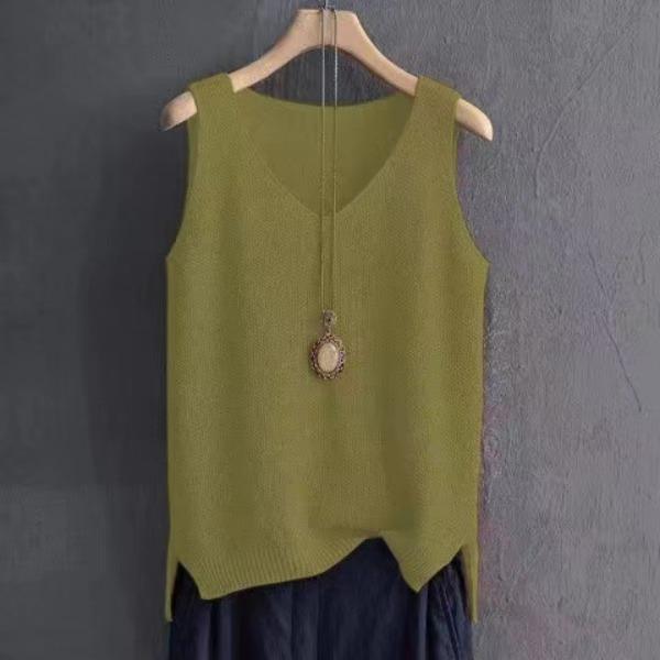 Spring/Summer Women's Knitted Ice Silk Sleeveless T-shirt New Style Strap Tank Top with Undercover