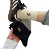 Korean Idea Yarn Embroidery Dog Cute Socks For Women Versatile Cartoon Medium Solid Color College Style Pile Socks