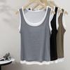 Sibaishe Women's Color Block Fake Two-Piece Tank Top